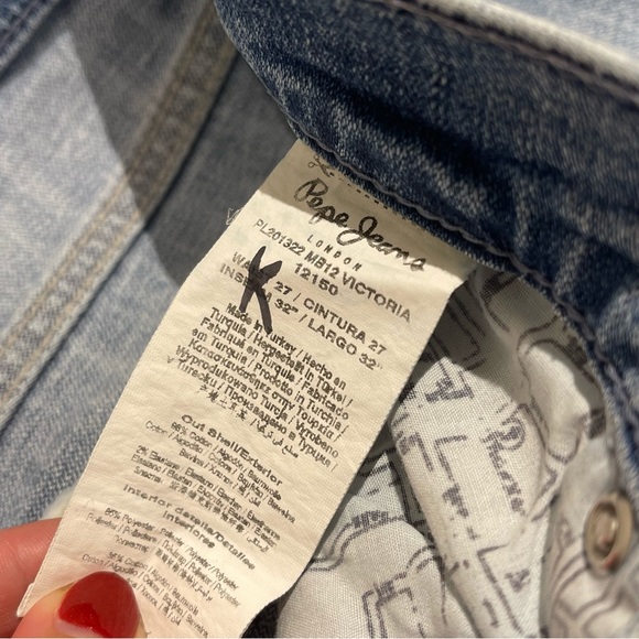 HANDPAINTED Pepe Jeans Slim Fit Mid Waist Jeans (27) - Picture 8 of 13